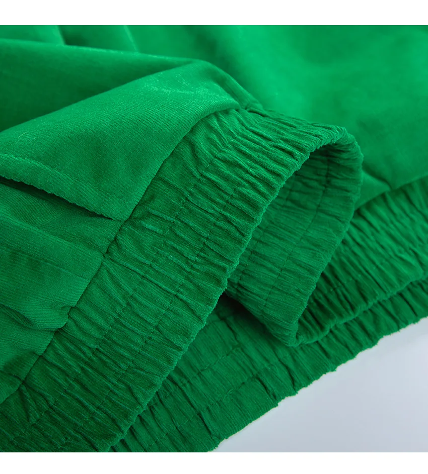 

2020 Casual Green Two Piece Set Female Outfit Vintage Corduroy Winter Tracksuit Women Long Sleeve Loose Jacket Sweatpants Sets