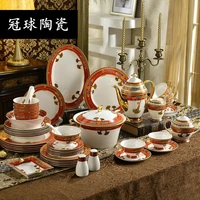 european bone china tableware set 58 head dishes coffee set package mail high quality home hairstyle gift