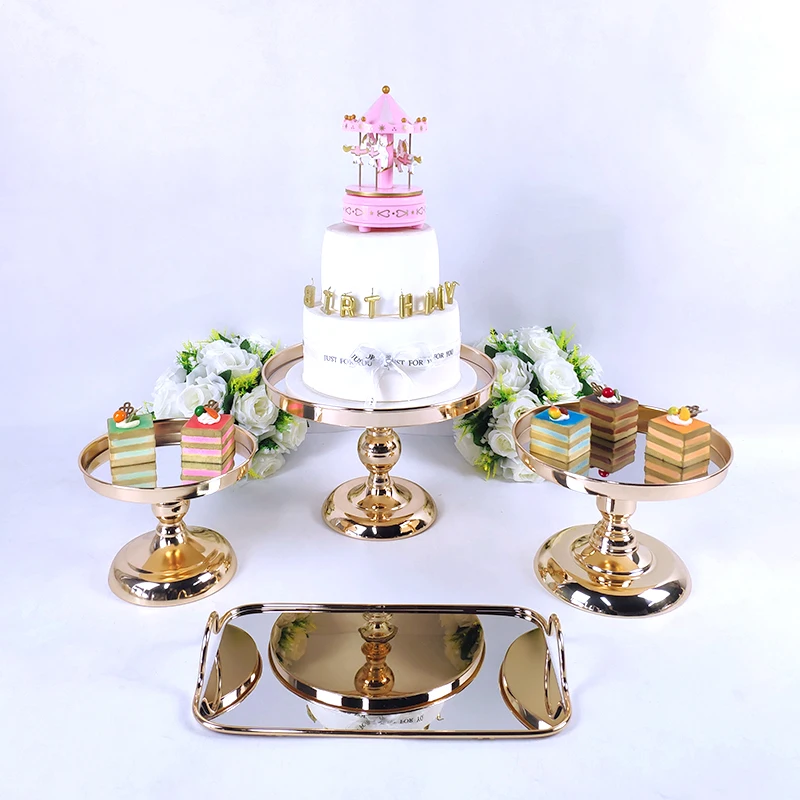 Набор подставок для свадебного торта Золотое зеркало металлическая подставка