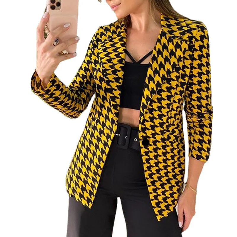 Новинка 2021 Женский блейзер LAIWEIS однотонные офисные куртки на одной пуговице с