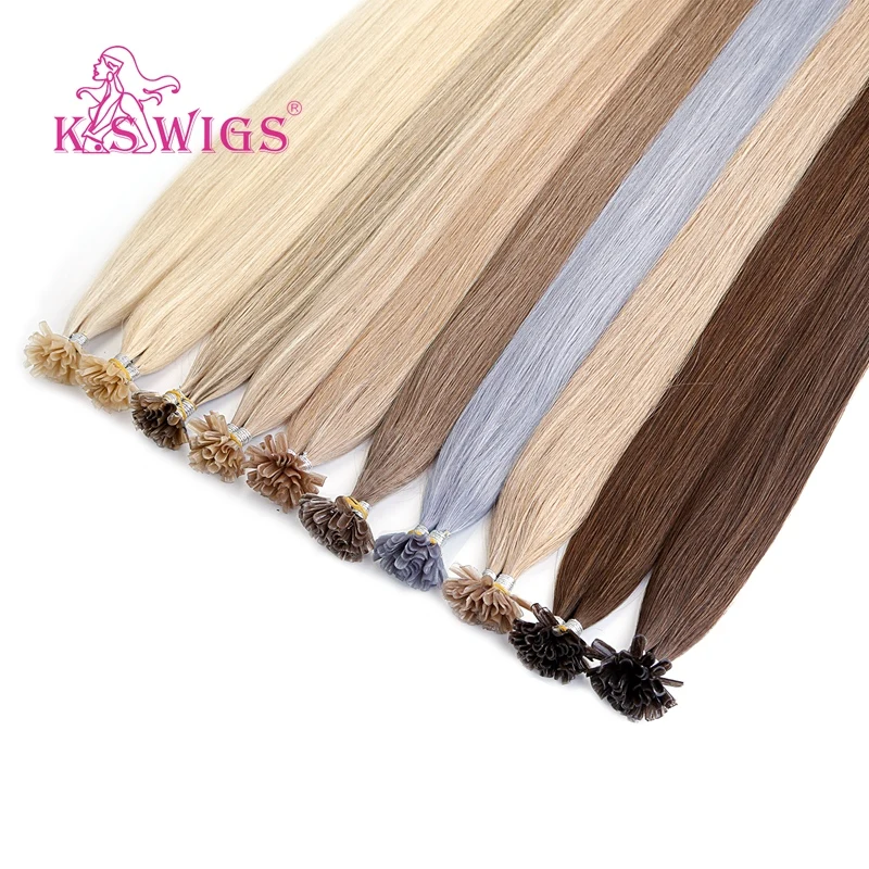 K.S парики 16 ''20'' 24 ''28'' Remy ногтей u-кончик наращивание волос кератиновые капсулы предварительно скрепленные двойные нарисованные прямые fusion волосы