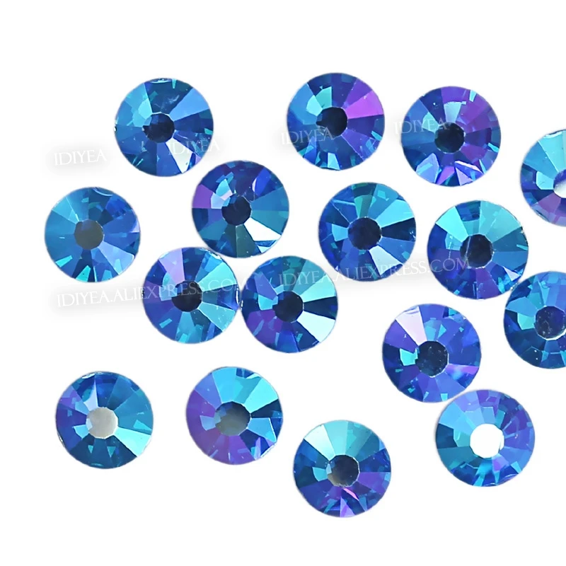 AAA синие Капри AB Стразы для ногтей без горячей фиксации кристаллы стеклянные