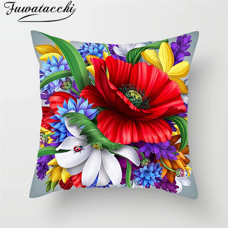 Fuwatacchi цветок розовая подушка крышка красочный Подсолнух Роза наволочка для дома