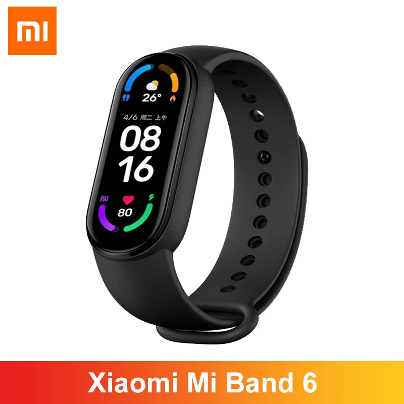 

Смарт-браслет Xiaomi Mi Band 6, фитнес-трекер с измерением пульса и уровня кислорода в крови