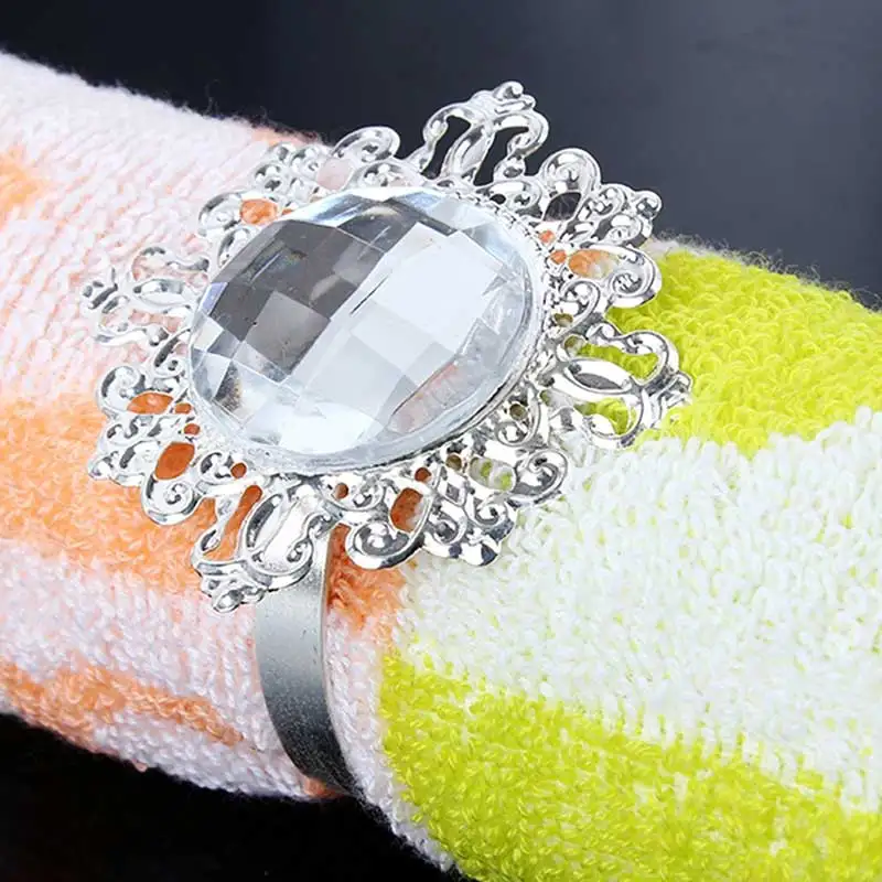 

12pcs Bling Acrylic Napkin Rings Napkins Holder Wedding Party Banquet Dinner Christmas Decor Favor AC889