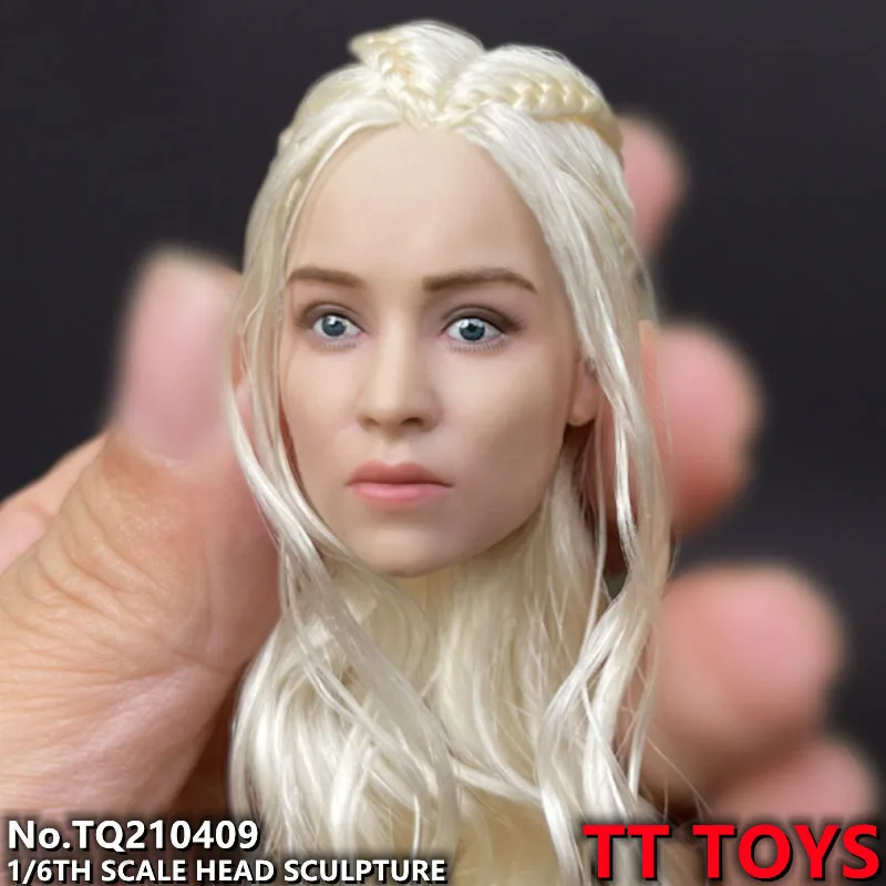 

TTtoys TQ210409 1/6 Female Head Sculpt movie star Daenerys Stormborn Emilia Clarke Blonde curly Hair Fit 12" PH TBLeague Body