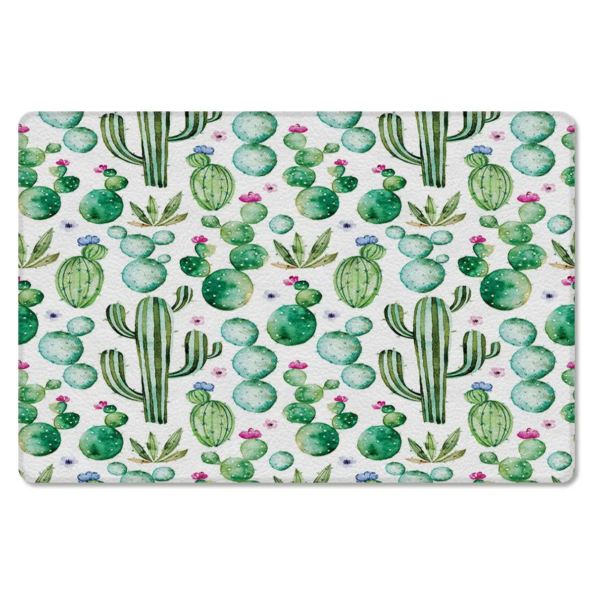 Водонепроницаемый коврик для прихожей нескользящий акварельный кактус дома и