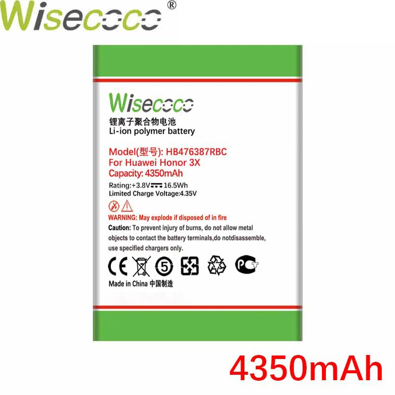 

Wisecoco 4350 мАч HB476387RBC батарея для Huawei honor 3X G750 B199 G750-T00 G750-C00 телефон + номер для отслеживания