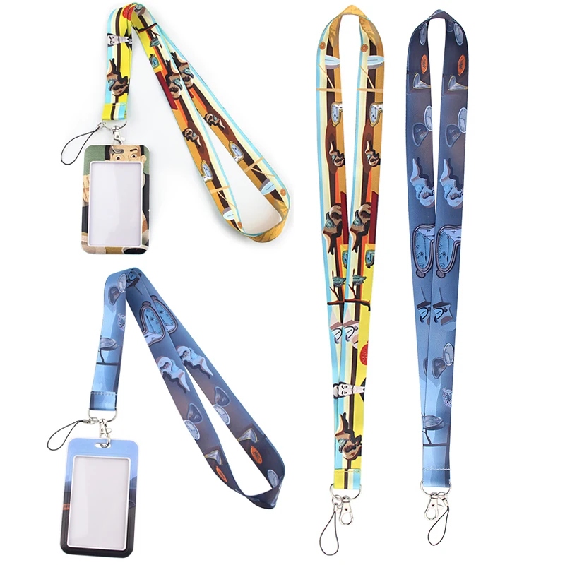 

24pcs/lot MD209 DMLSKY Cartoon Oil Painting Lanyard Keychain Badge Mobile Phone Rope Kids Gift Card Holder Cover With Lanyard