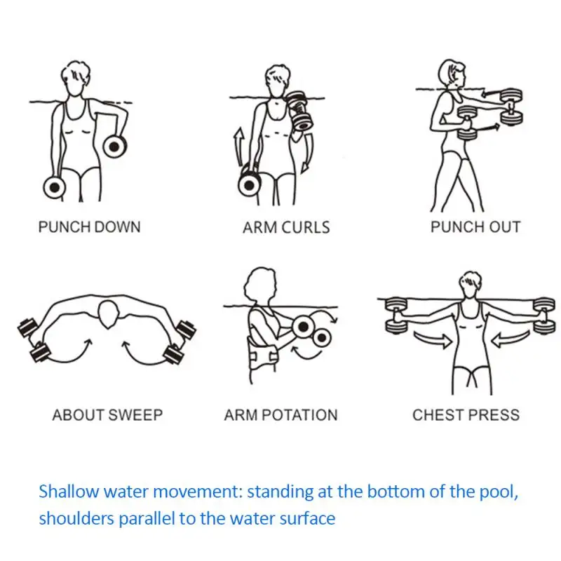 

2X Water Foating Dumbbell Aerobics Dumbbell Pool Aqua Exercise Yoga Fitness EVA Outdoor Swimmpool Home Dumbbells