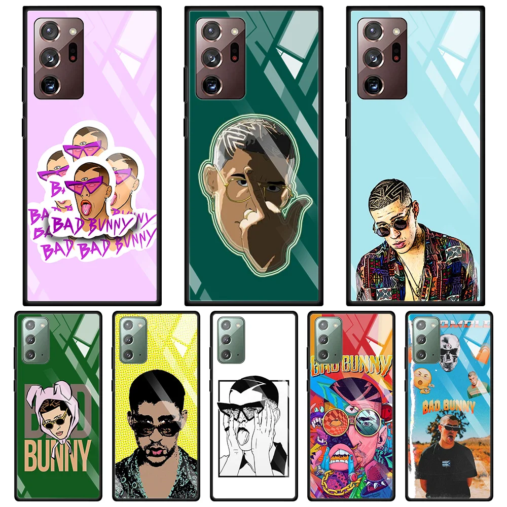 

bad bunny Tempered Glass Cases For Samsung Galaxy Note 20 Ultra 10 Plus Lite 5G 9 8 Back Cover Phone Shell