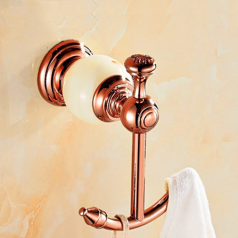 Розовое золото аксессуары для ванной комнаты нефритовый халат крючок полотенце