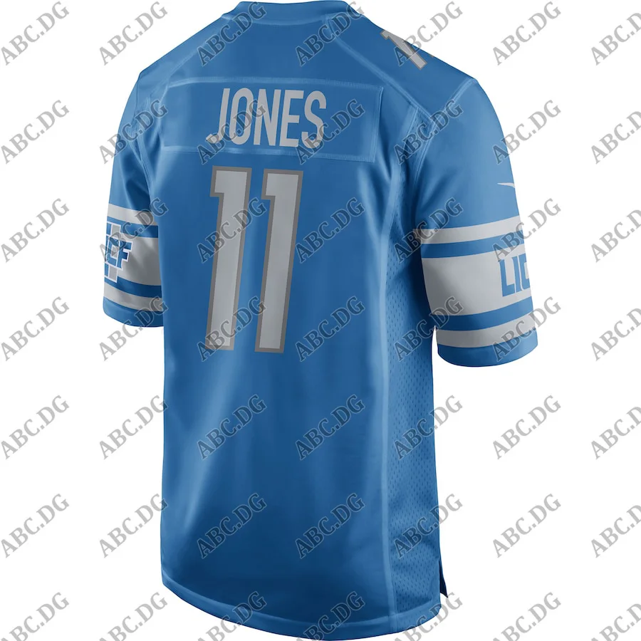 

Customized Stitch Men Women Kid Youth Detroit Marvin Jones Jr. Blue Game Jersey 4XL 5XL 6XL