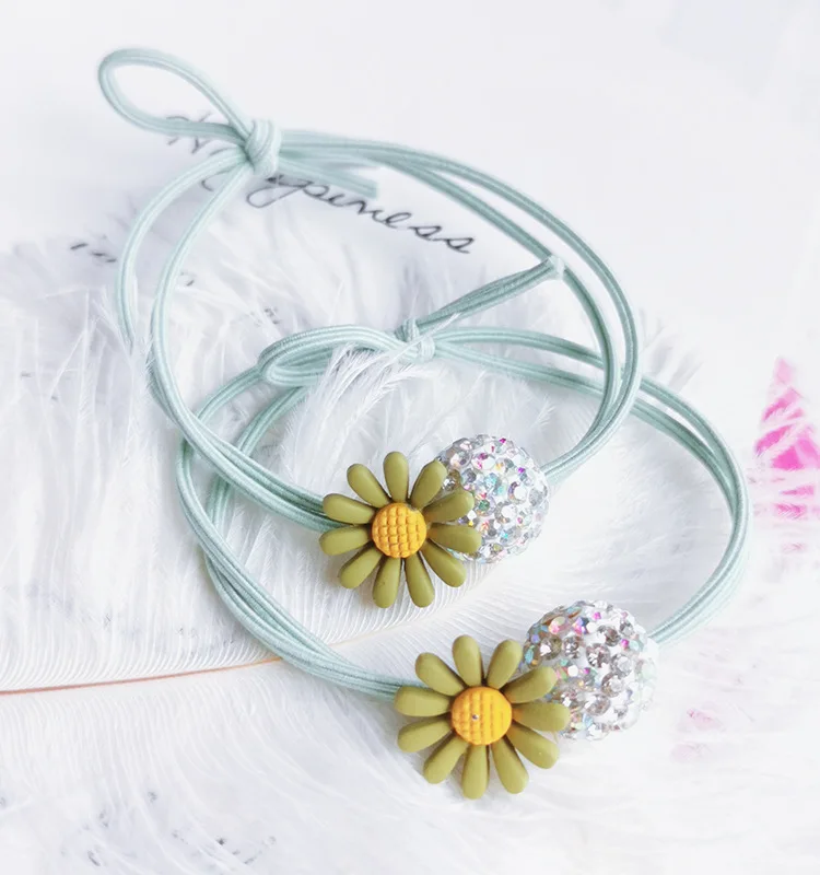 Цветочные Стразы эластичные резинки для волос веревка девочек конский хвост