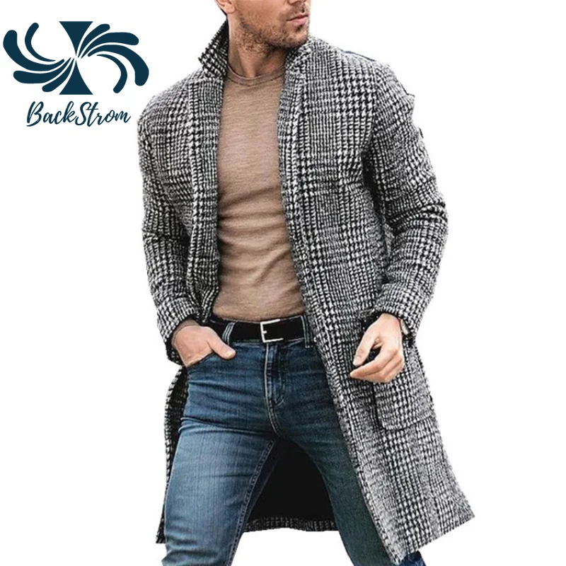 

Зима 2021, модное красивое хлопковое шерстяное пальто средней длины для молодых мужчин