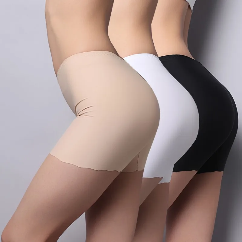 

Women Intimates Safety Short Pants Boxer Briefs Prevent Exposure Mid Waist Ice Silk Without Trace Leggings Sexy Underwear