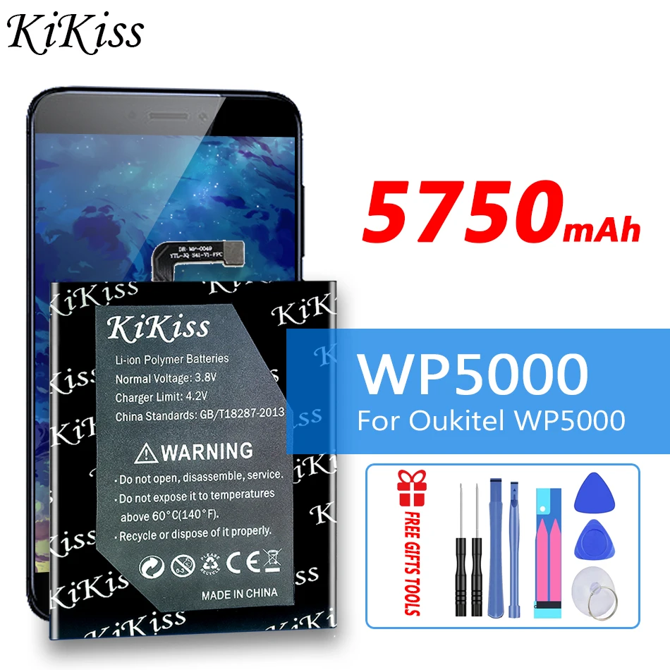 

KiKiss 5750mAh Backup Battery For Oukitel WP5000 Mobile Phone Rechargeable batteries