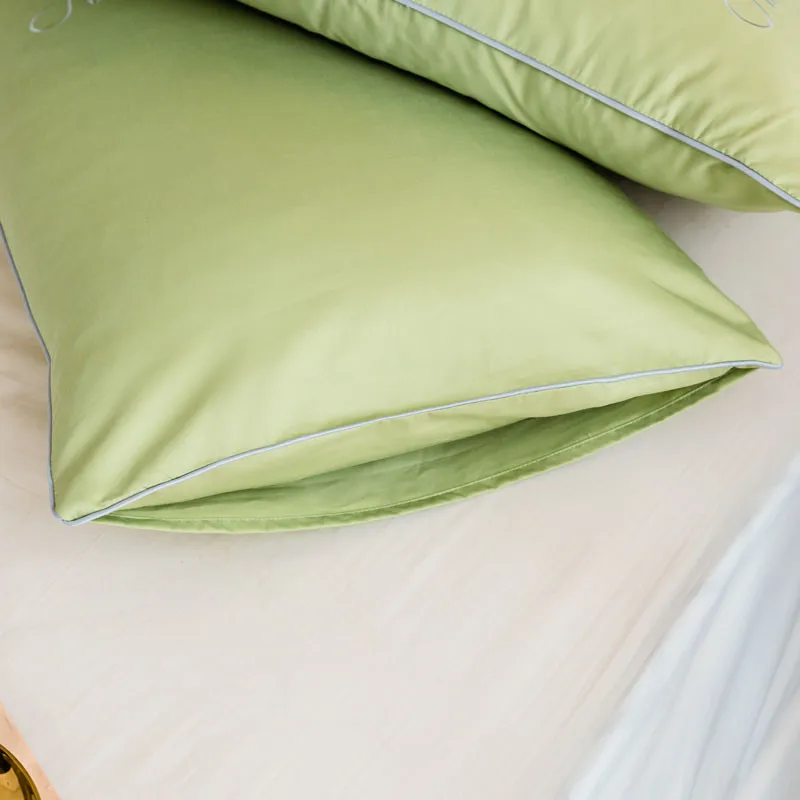 

two queen bed green cotton pillowcases cover kids spring nice and warm solid color satin pillow covers home free shipping