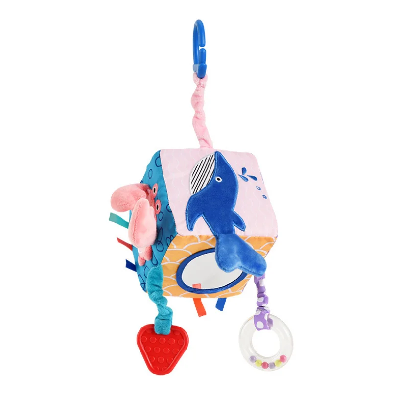 

6 Sided Activity Cube Toy Soft Baby Plush Rattles Mobiles Toys Crib Stroller Hanging Toys Baby Stuff Teether Distorting Mirror