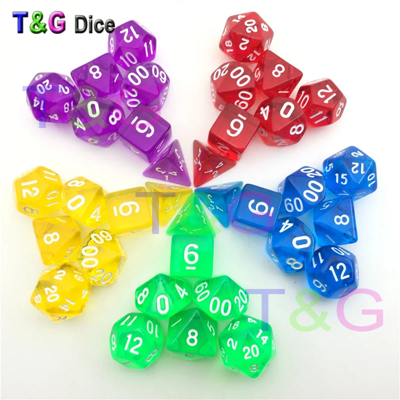 T &amp G продвижение 7 шт./компл. Подземелья и Драконы ясные кости набор d4-d20 для