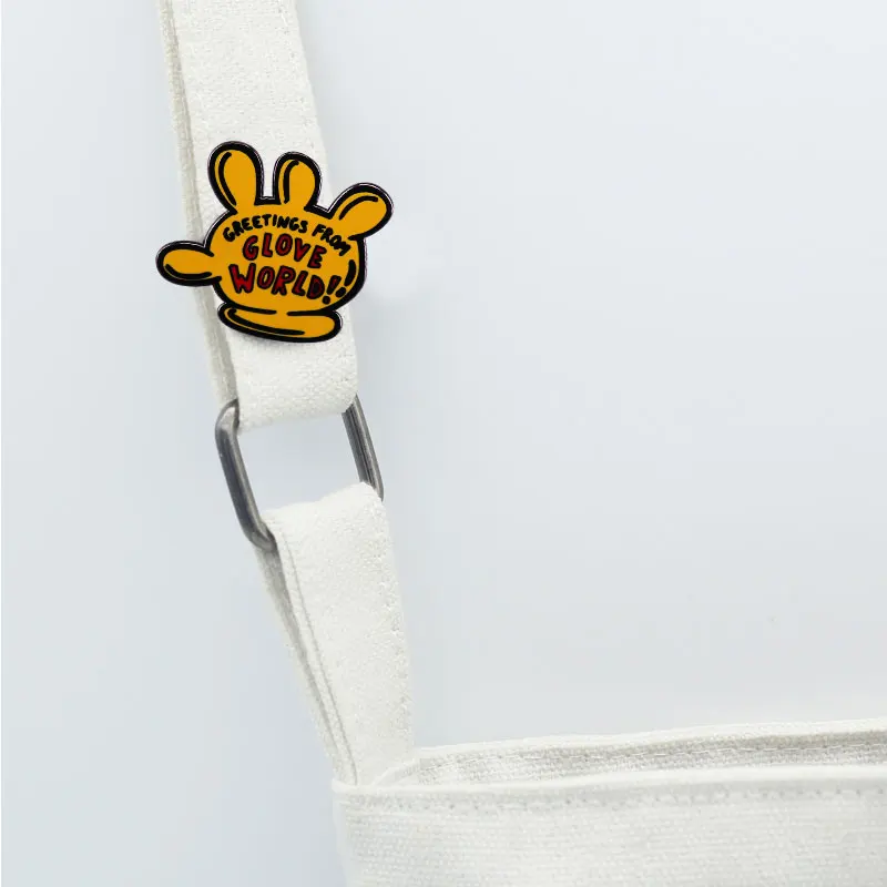 Spongeb0b Greetings From Glove World Enamel Pin Rubber gloves funny Badge Jewelry Gift | Украшения и аксессуары