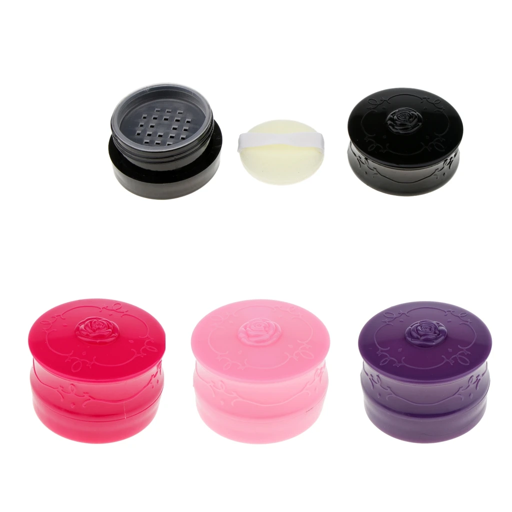 

Beauty Empty Loose Powder Jar Puff Container Sifter Box Cosmetic Case Trip