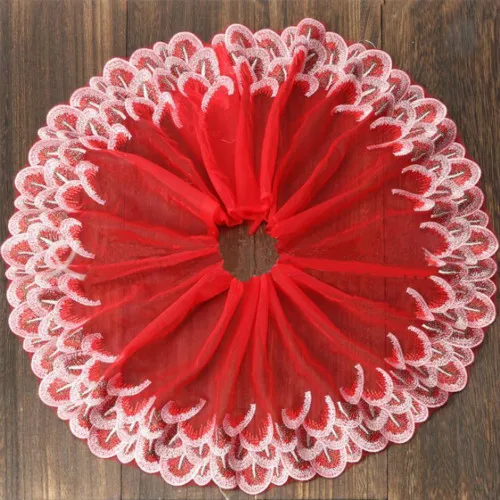 Red white Новинка 20*100 см вышивка павлин дизайн Чистая кружевная ткань Tissu Costura сетка тюль гипюр шнур кружево Шитье DIY кукольная ткань - Цвет: Red white