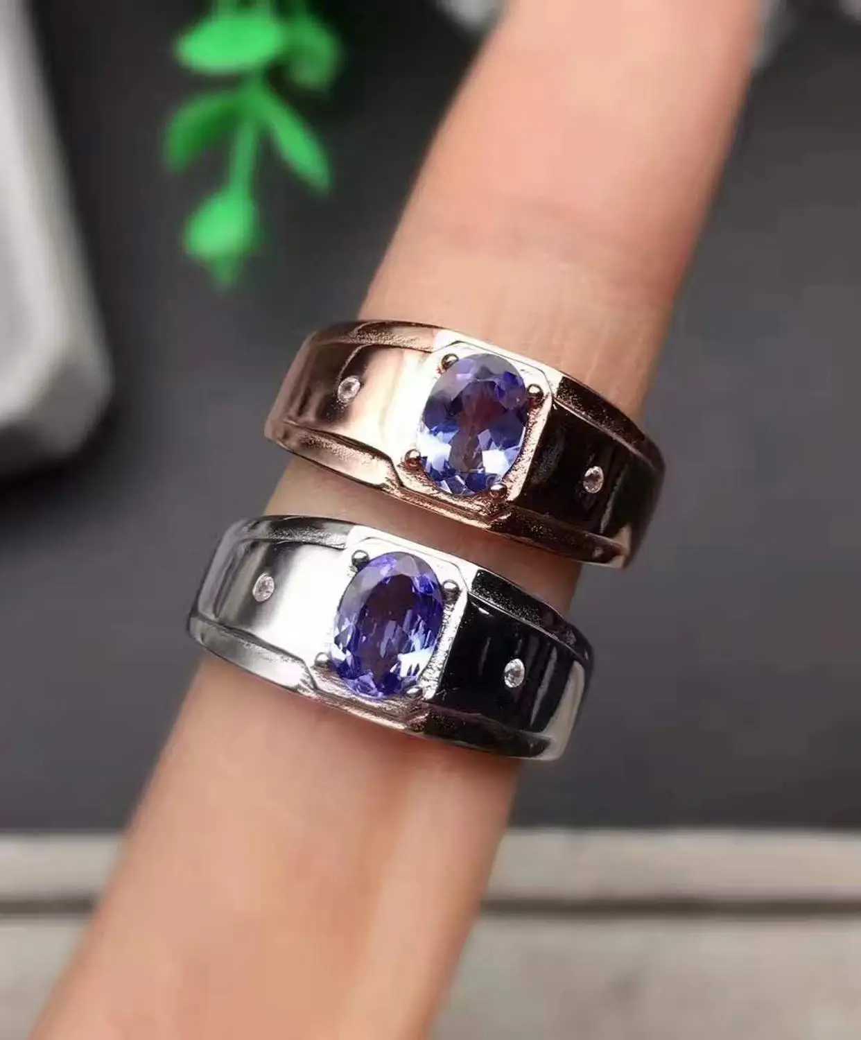 Кольцо мужское из натурального и настоящего танзанита ювелирные украшения