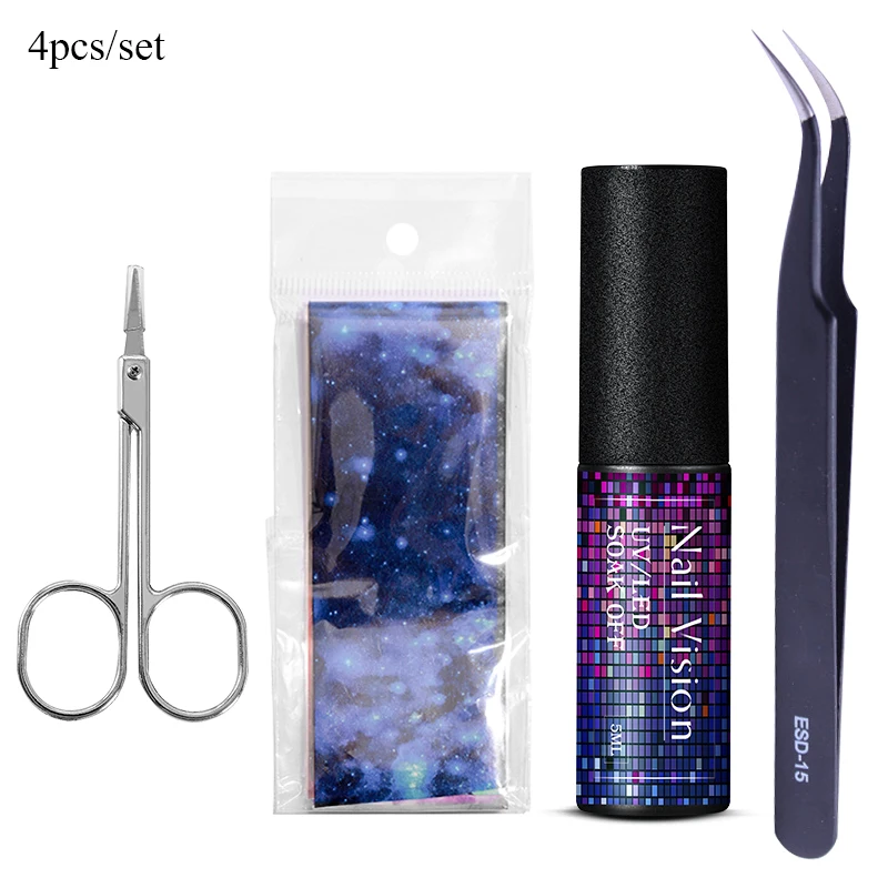 Nail Vision Фольга для ногтей Клей переводной гель-клей Звездный бумажный принт фольга s обертывания Переводные картинки Набор лаков УФ Гель-лак для ногтей лак - Цвет: ZH07010