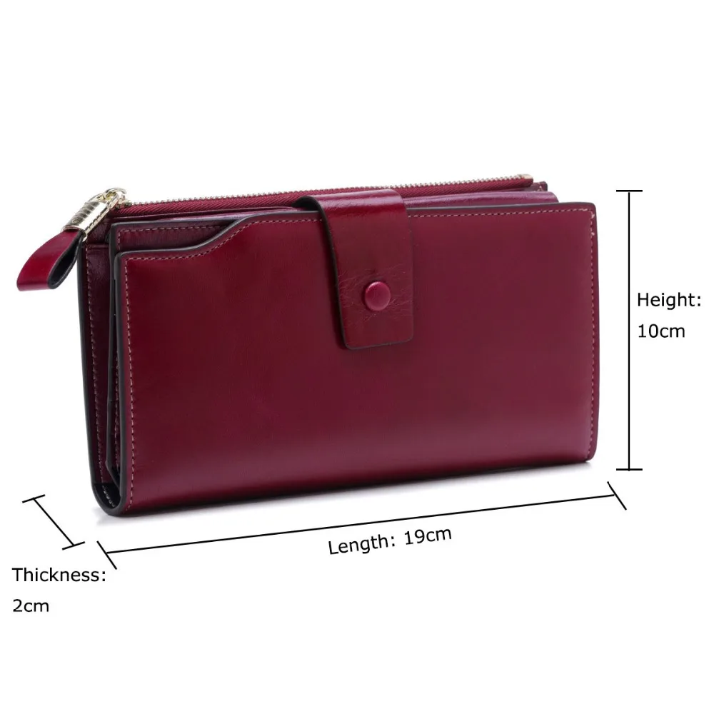 

Luxury Wallet Women Genuine Leather Wallets 2020 Fashion Design Female Coin Purse Long Clutch Real Leather Red Phone Card Holder