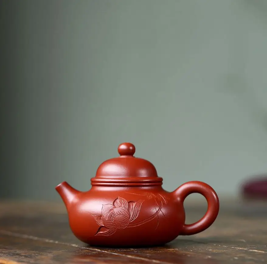 

Raw Dahongpao purple clay teapot origin hand carved Rongtian teapot
