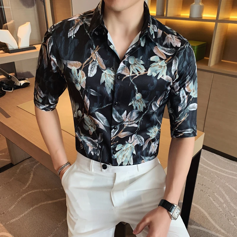 

2020 Brand clothing New style Fashion Men High quality in summer Printed shirts/Male slim fit lapel Printed short sleeves shirts