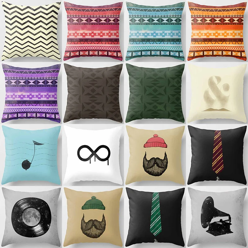 

Цветные геометрические абстрактные изображения наволочка для подушки короткие бархатные высококачественные квадратные плотные наволочк...