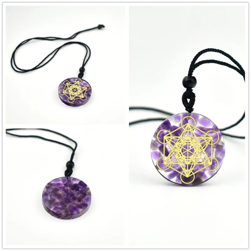 

Natural 7 Chakra Orgonite Energy Healing Quartz Pendant Necklace for Women Men Handmade Woven Crystal Pendant Necklace Jewelry