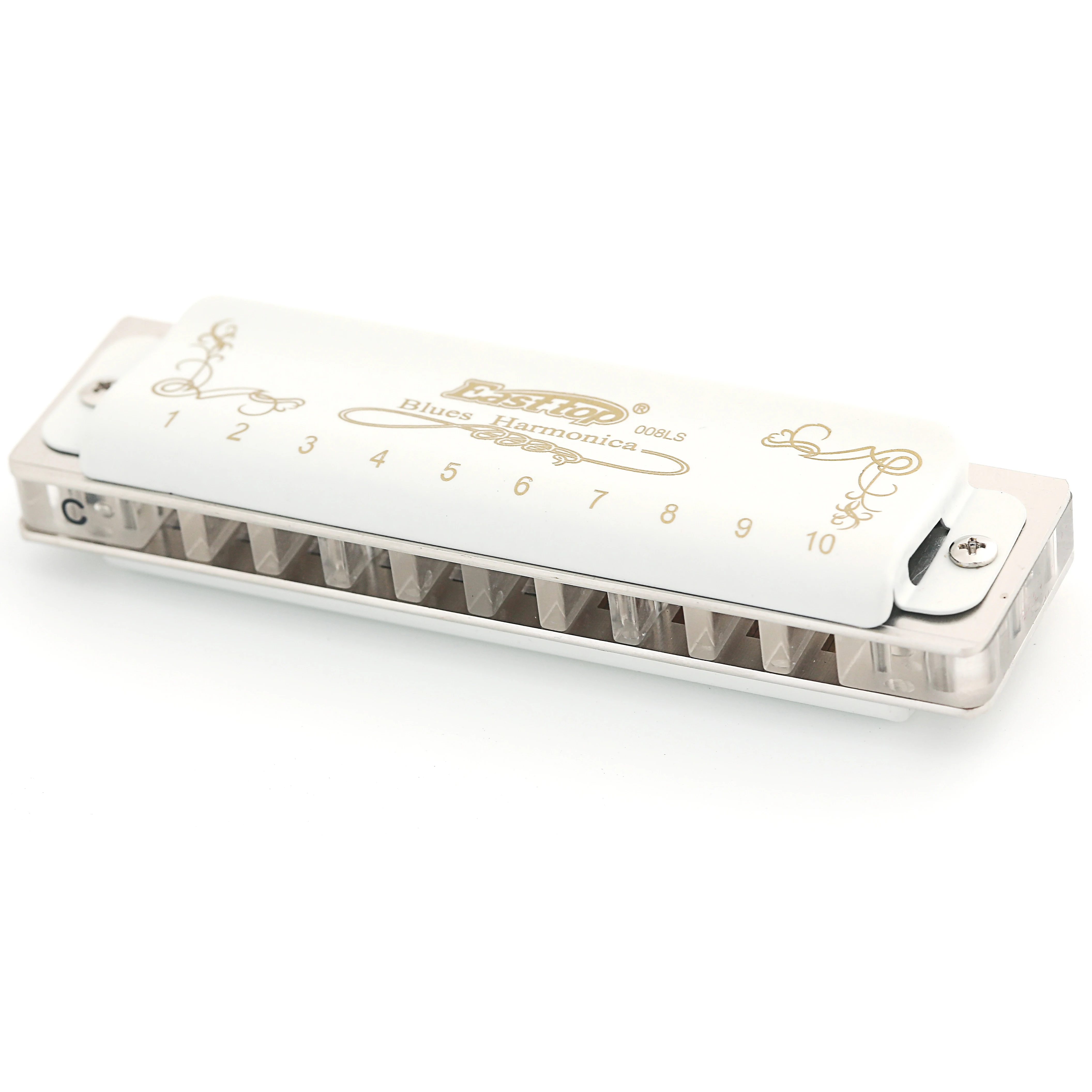 Easttop T008LS белый Блюз Брюс десять отверстий пленка гармоника только C тон|Губная