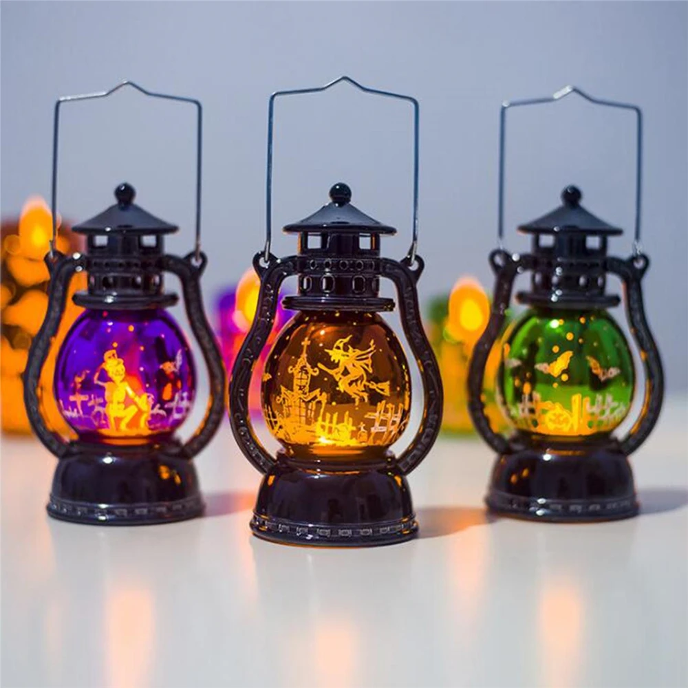 

Halloween Witch Bat Skeleton LED Lantern Portable Hanging Witch Castle Night Light Home Garden Tree Bar Party Hanging Decor Lamp