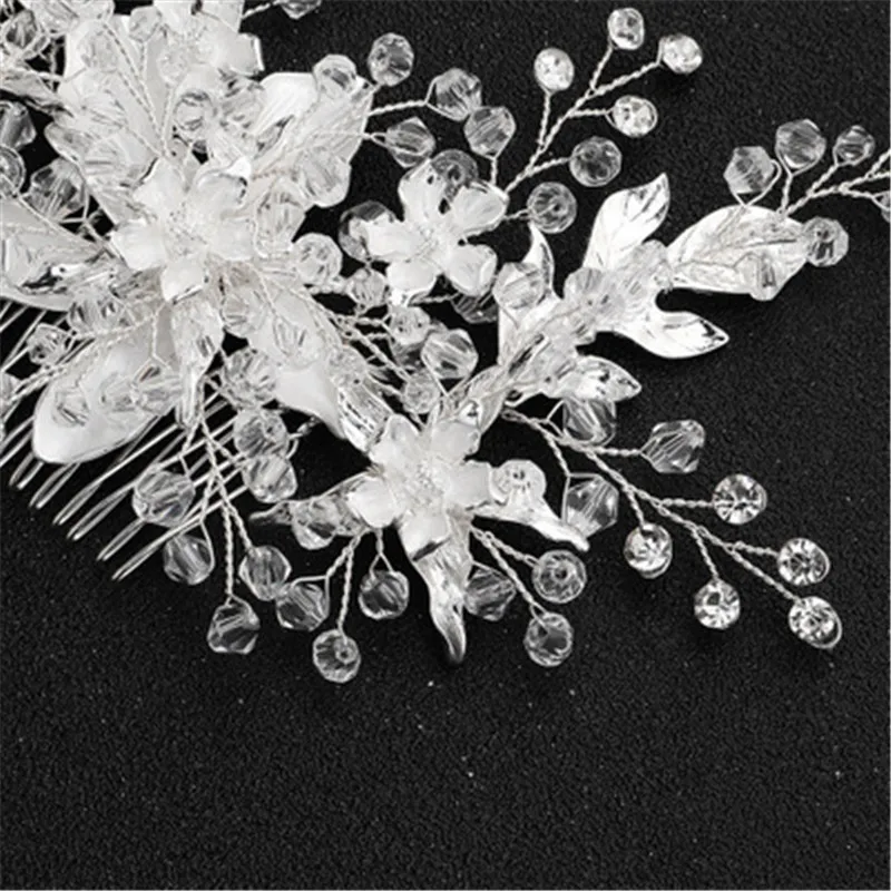 FIAZIA Crystal Bead Bride Hair Comb Ornaments Women' Wedding Jewelry Accessories Handmade Bridal Combs Headpieces Gifts | Свадьбы и