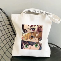 shopper shopping bags anime demon slayer eco daily use foldable handbag large capacity tote bag handbags harajuku shoulder bags