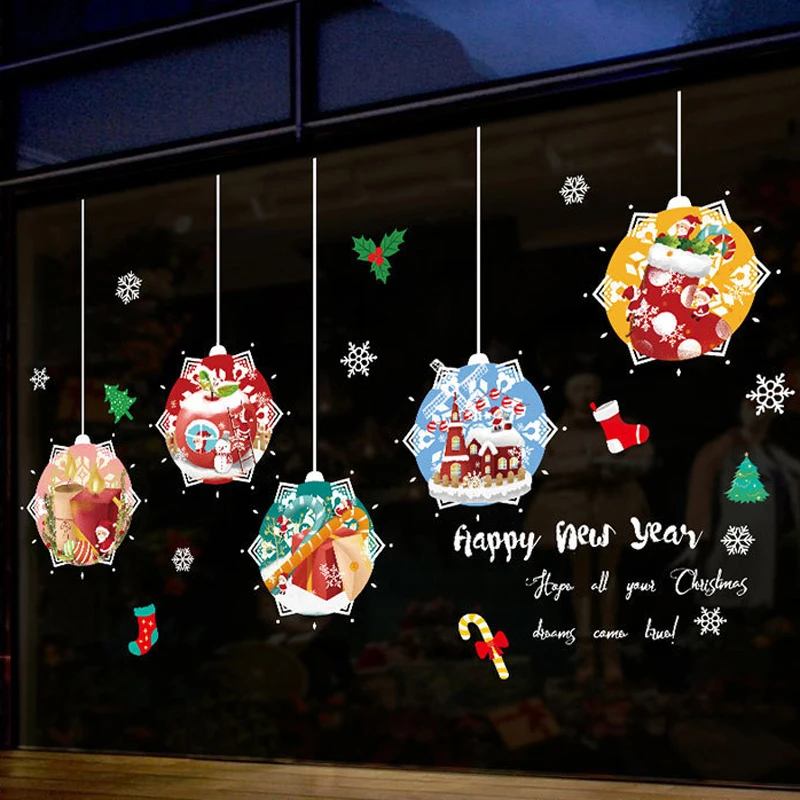 Мультяшные рождественские подарочные шары наклейки на стену креативный