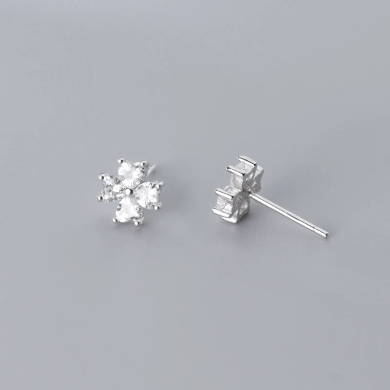 

MODIAN Classic Radiant Zircon Blooming Flower Stud Earring for Women 925 Sterling Silver Fashion Plant Ear Pin Fine Jewelry Gift