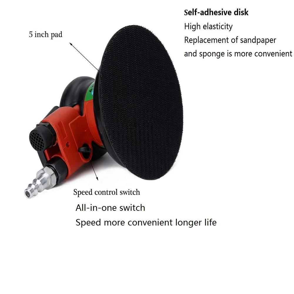 5 Inch Air Sander Non-vacuum Matte Surface Circular Pneumatic Sander Random Orbital Sander Polished Grinding Machine Hand Tools