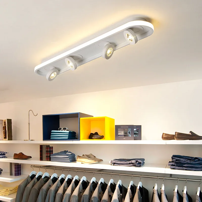 Luces LED modernas para pasillo lámpara de techo, foco giratorio regulable para vestidor, guardarropa, pasillo, larga luz de techo negra