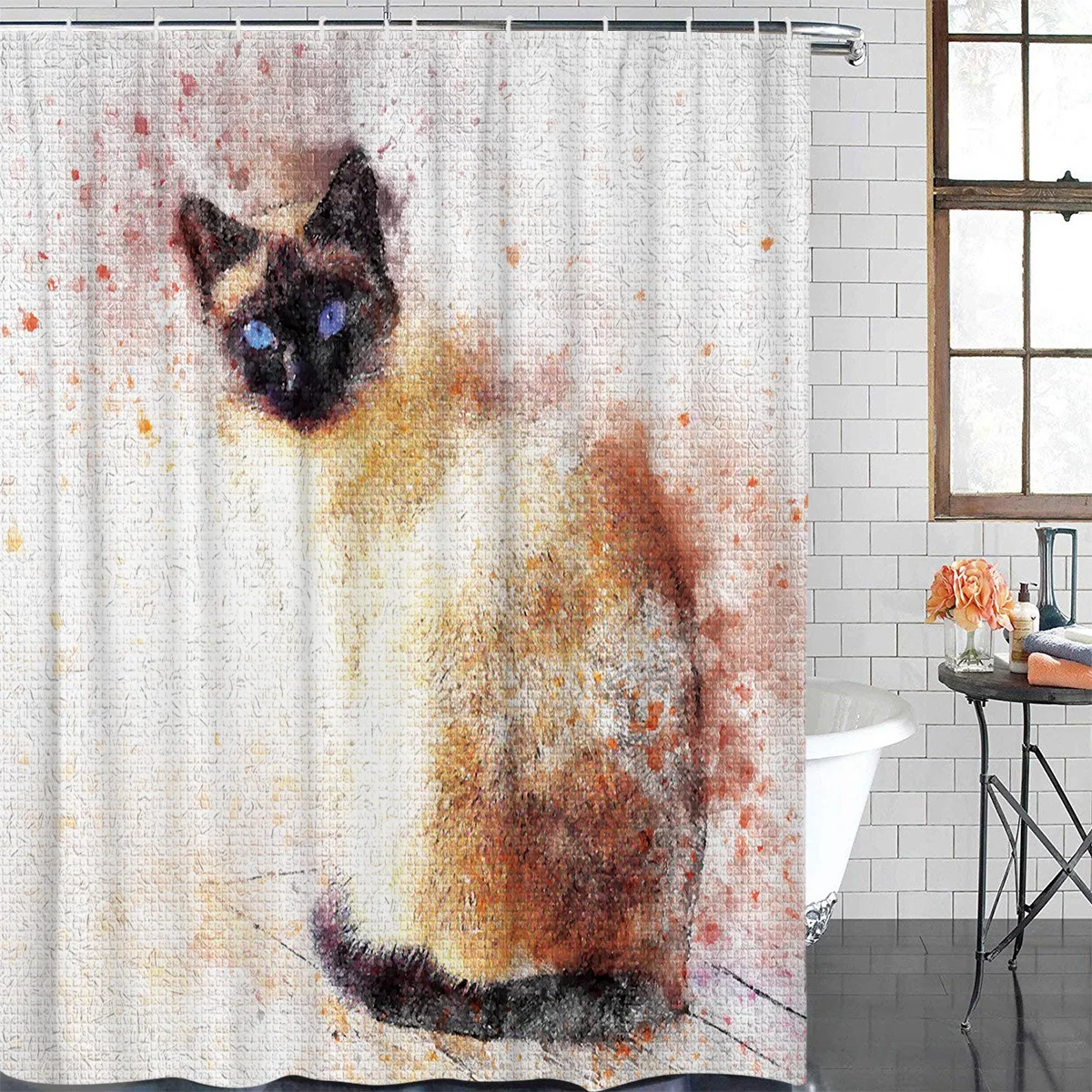 Текстурированный фон картины маслом-это высокий холодный Кот в акварельном