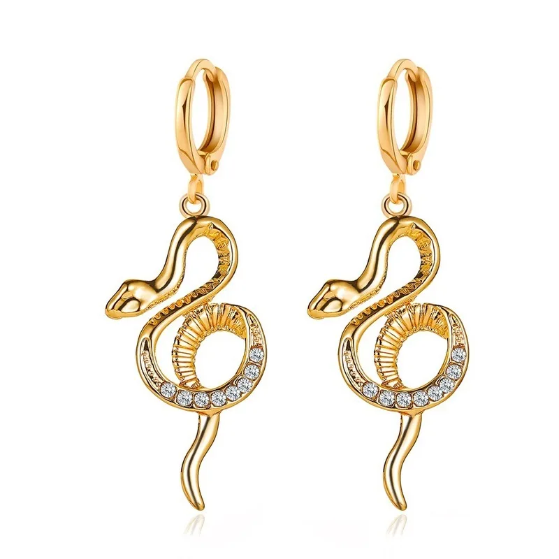 

2020 New Retro Gold and Silvery Snake Design Haoshi Earrings Female Girl Party Travel Jewelry