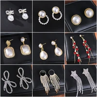 inlaid pearl stud earrings s925 tremella stud earrings korean ins style with tassel gift for woman factory wholesale