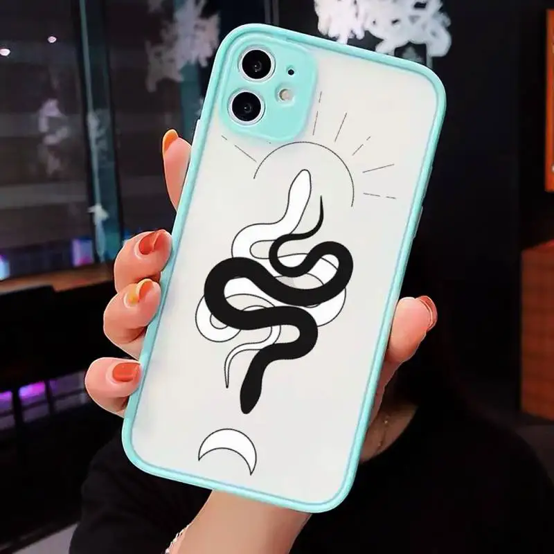 

Animal black snake Terrible horror Phone Cases Matte transparent For blue iPhone 12 Mini 11 Pro XR XS Max 7 8 Plus X Back Cover