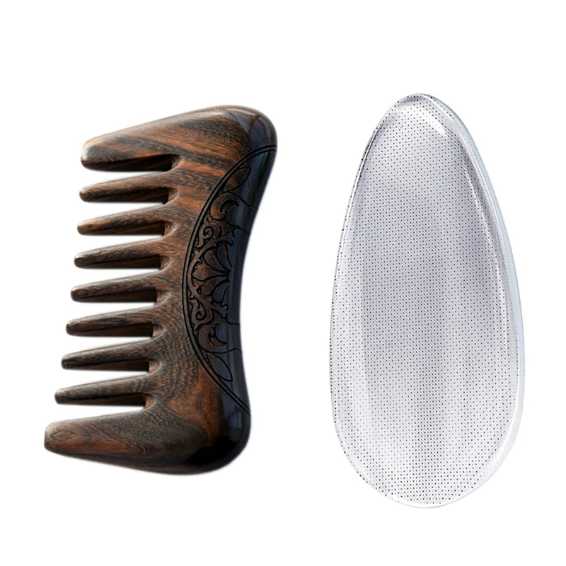 

Hand-Carved Flower Natural Sandalwood Hair Comb & Foot Care Dead Skin Remover Feet File Practical Nano Glass