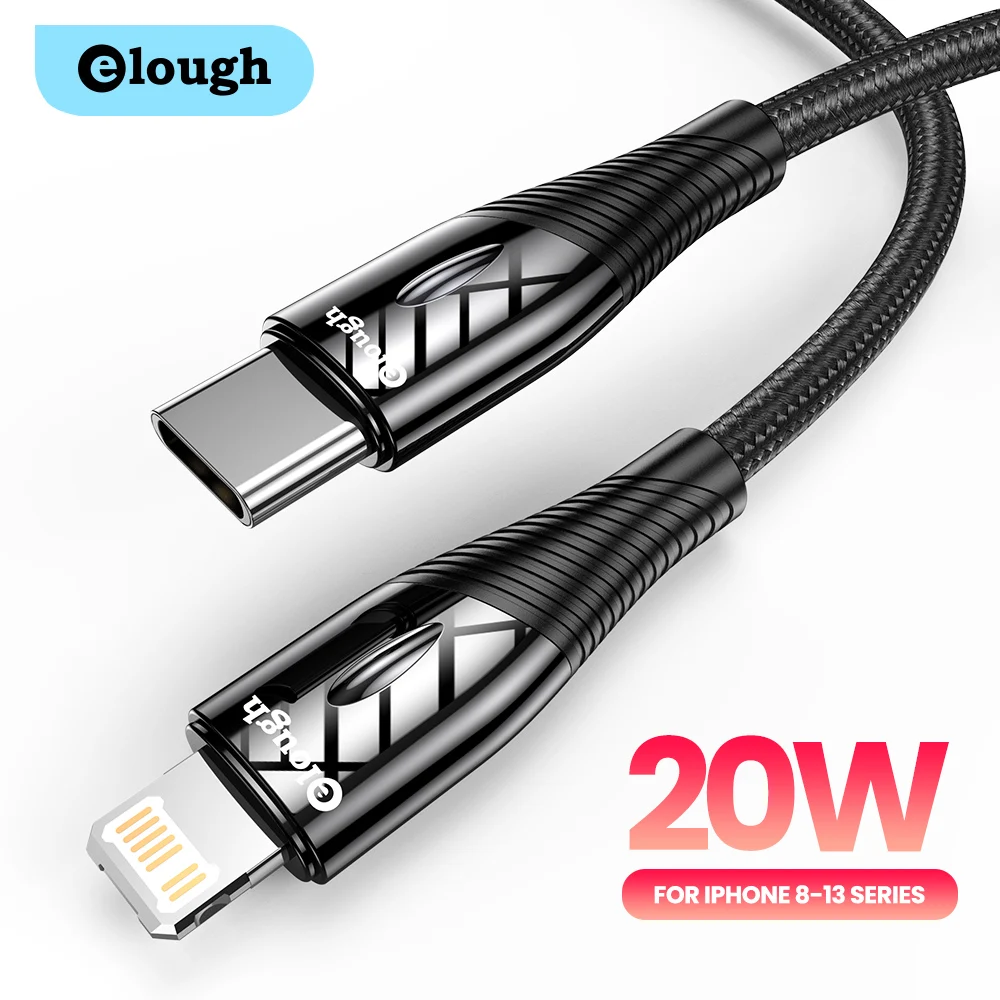 Elough 20W PD USB Type C Cable for iPhone 13 12 11 Pro Max 8 Type c Fast Charging Charger Cable for MacBook iPad Data Wire Cord