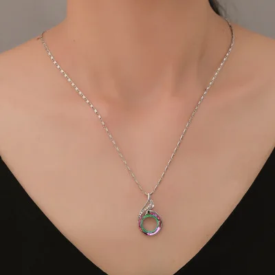 

New Fashion Colorful Crystal Peacock Gradient Pendant Necklace for Women Trendy Statement Necklace Jewelry Gift