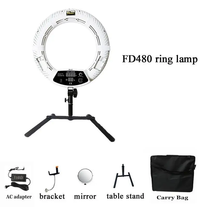 

2018 Hot Sales Yidoblo led circle ring light FD-480II bi-color warm white led with table stand 18 inch for make up selfie